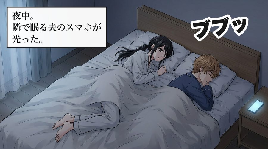 夜中。隣で眠る夫のスマホが光った。 ブブッ