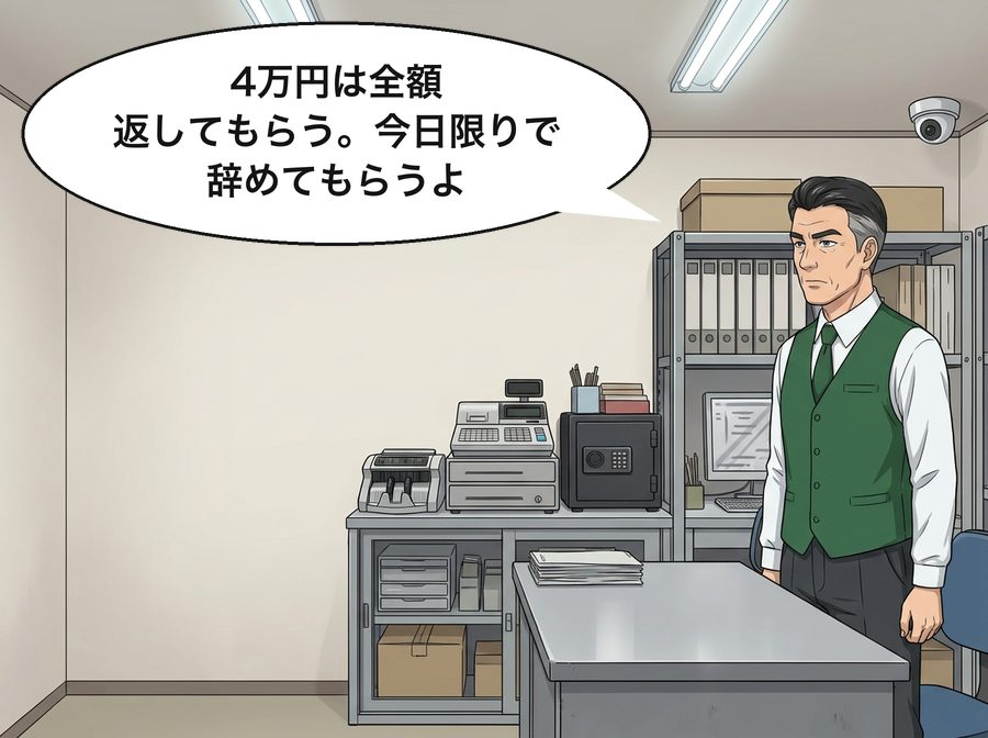 大野店長「4万円は全額返してもらう。今日限りで辞めてもらうよ」