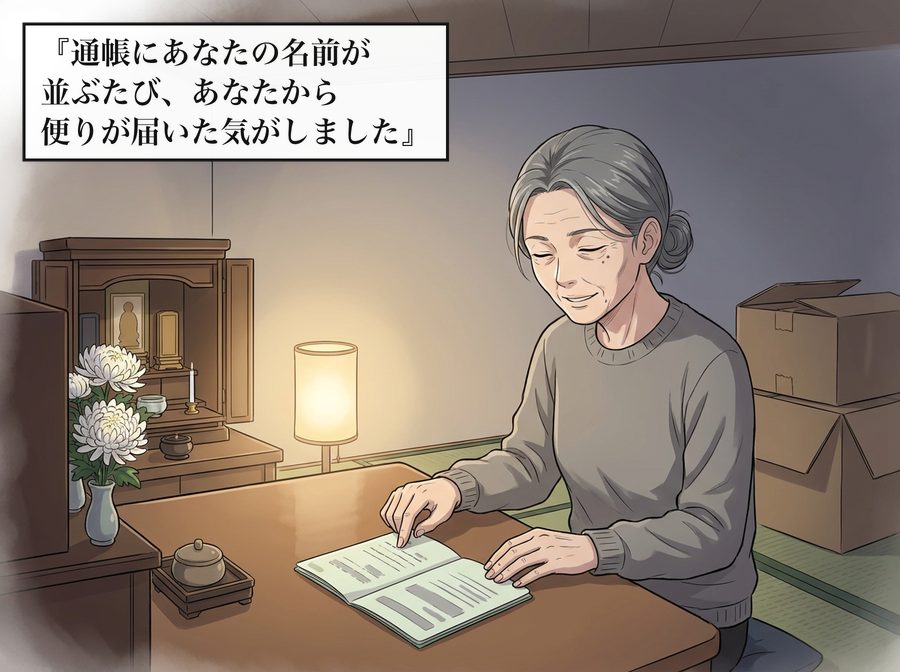 『通帳にあなたの名前が並ぶたび、あなたから便りが届いた気がしました』