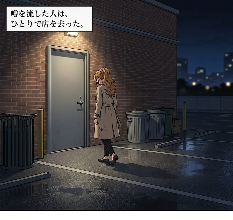 噂を流した人は、ひとりで店を去った。