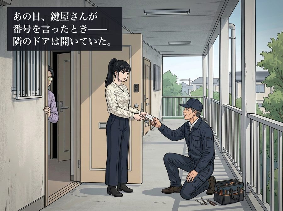 あの日、鍵屋さんが番号を言ったとき——隣のドアは開いていた。