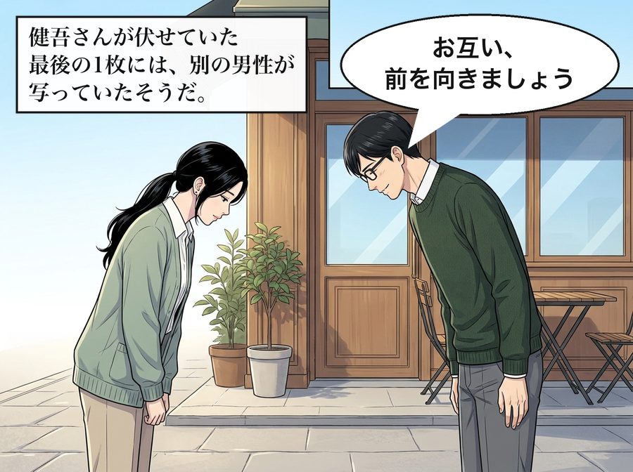 健吾さんが伏せていた最後の1枚には、別の男性が写っていたそうだ。 健吾「お互い、前を向きましょう」