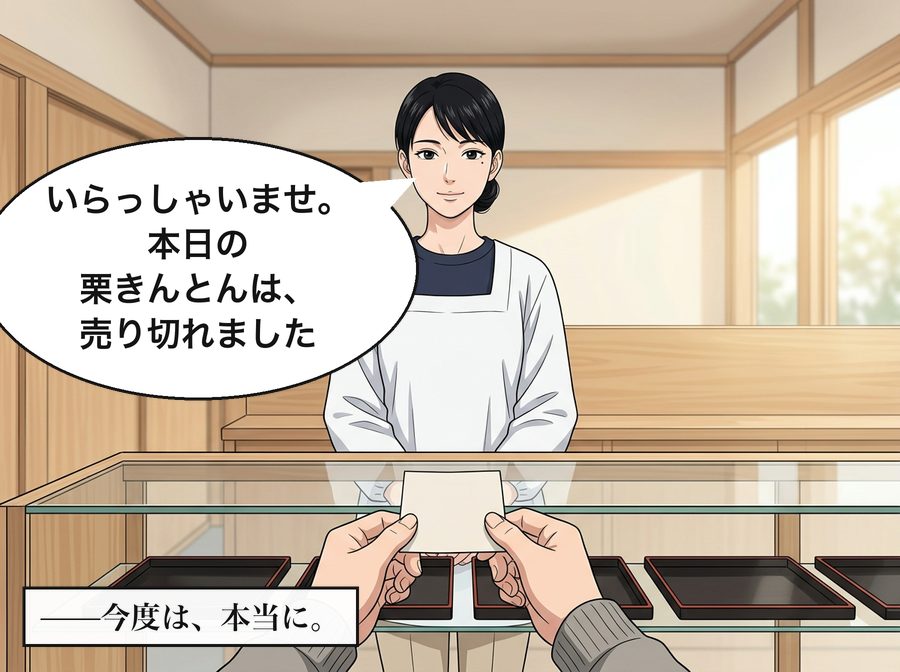 葵「いらっしゃいませ。本日の栗きんとんは、売り切れました」 ——今度は、本当に。