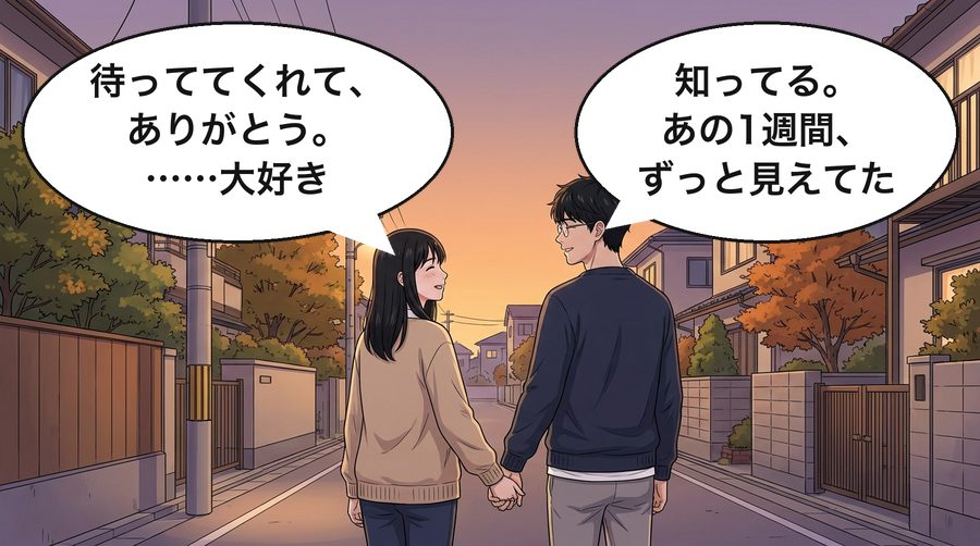 朝倉七海「待っててくれて、ありがとう。……大好き」 朝倉湊「知ってる。あの1週間、ずっと見えてた」