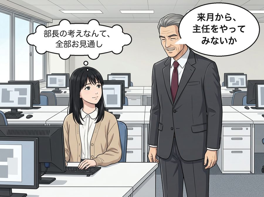 部長「来月から、主任をやってみないか」 朝倉七海「部長の考えなんて、全部お見通し」