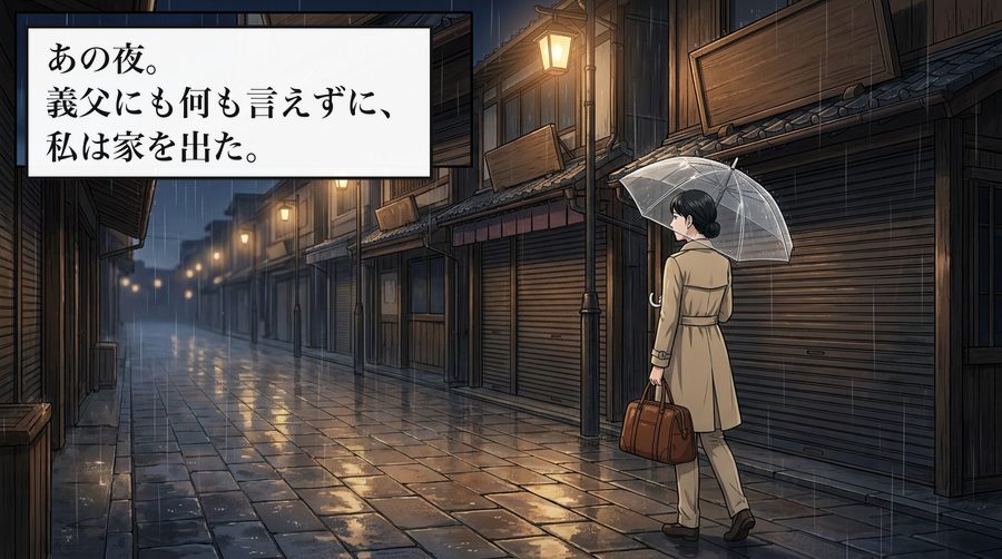 あの夜。義父にも何も言えずに、私は家を出た。