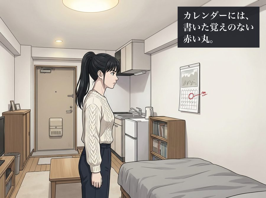 カレンダーには、書いた覚えのない赤い丸。