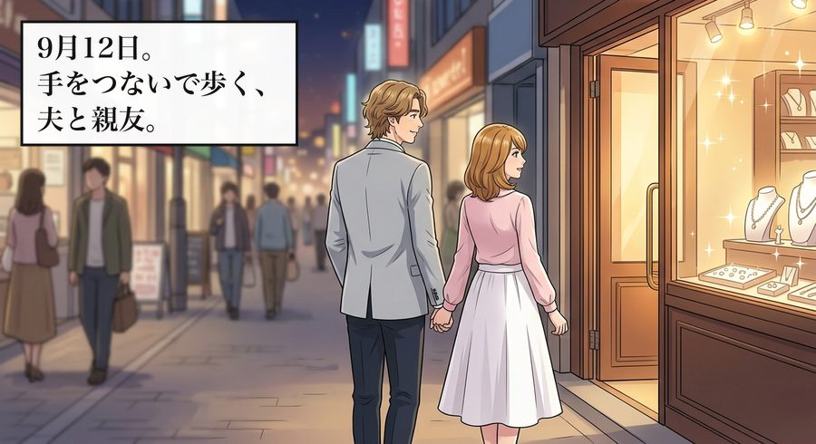 9月12日。手をつないで歩く、夫と親友。