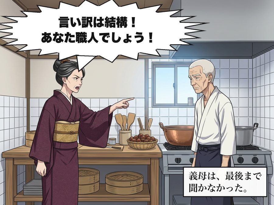登美子「言い訳は結構！あなた職人でしょう！」 義母は、最後まで聞かなかった。