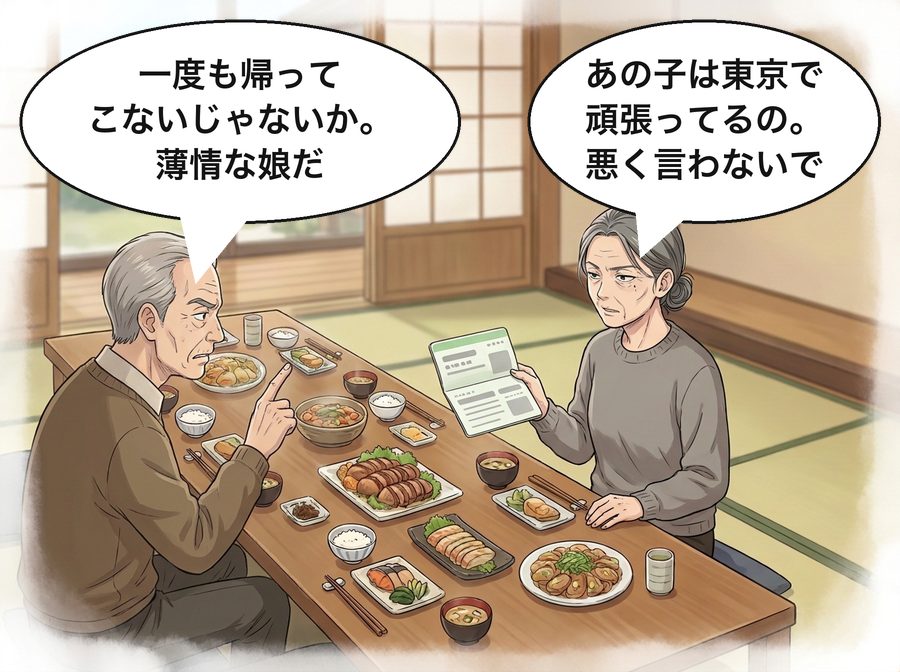親戚のおじ「一度も帰ってこないじゃないか。薄情な娘だ」 森下由美子「あの子は東京で頑張ってるの。悪く言わないで」