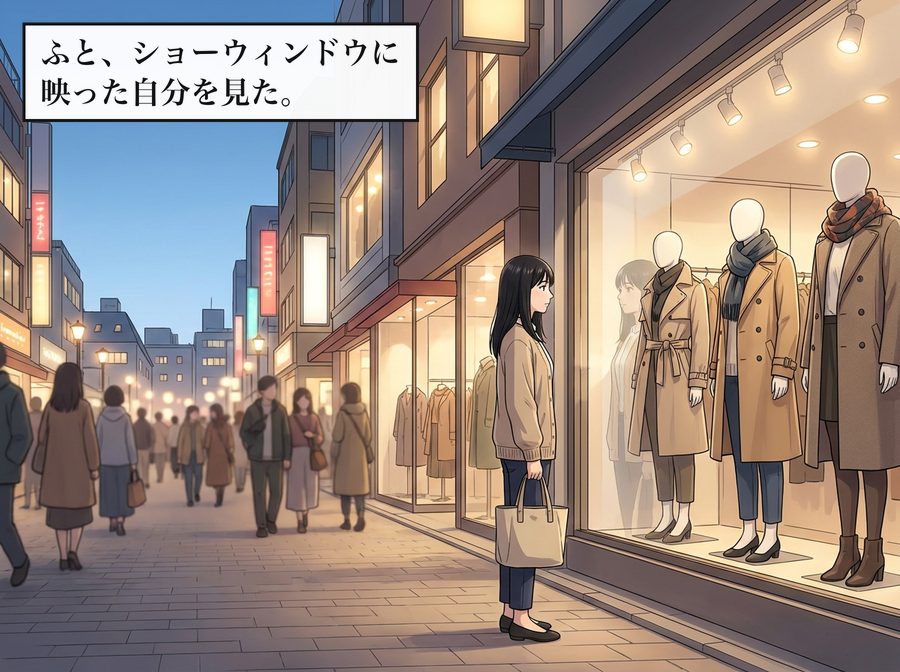 ふと、ショーウィンドウに映った自分を見た。