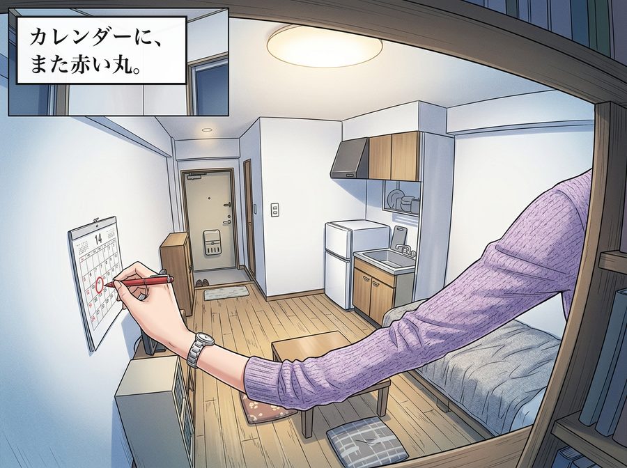 カレンダーに、また赤い丸。