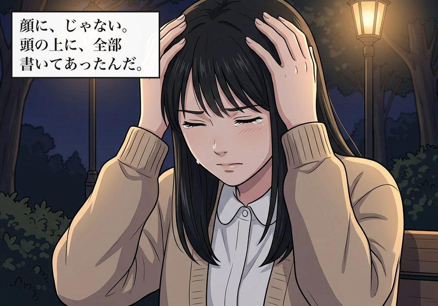顔に、じゃない。頭の上に、全部書いてあったんだ。