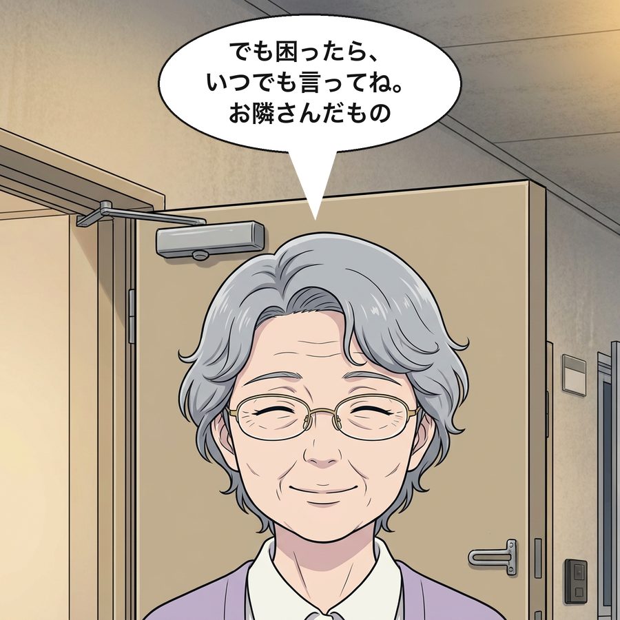 佐伯さん「でも困ったら、いつでも言ってね。お隣さんだもの」