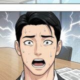 面接の部屋で驚く元カレ(漫画の1コマ)