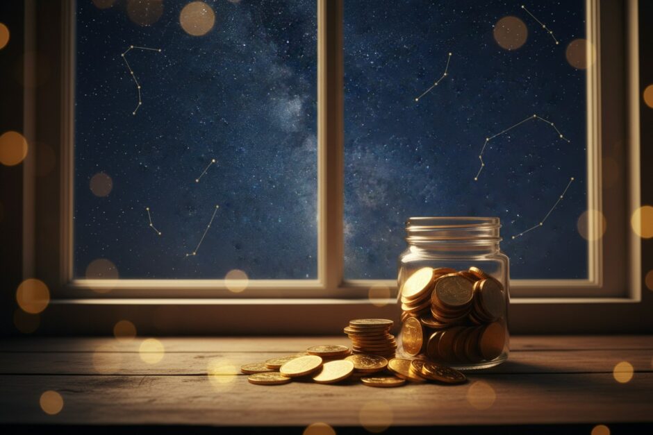 星空と金色のコインのイメージ