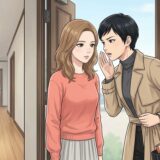 帰り際、主人公にそっとささやく夫の元妻（漫画の1コマ）