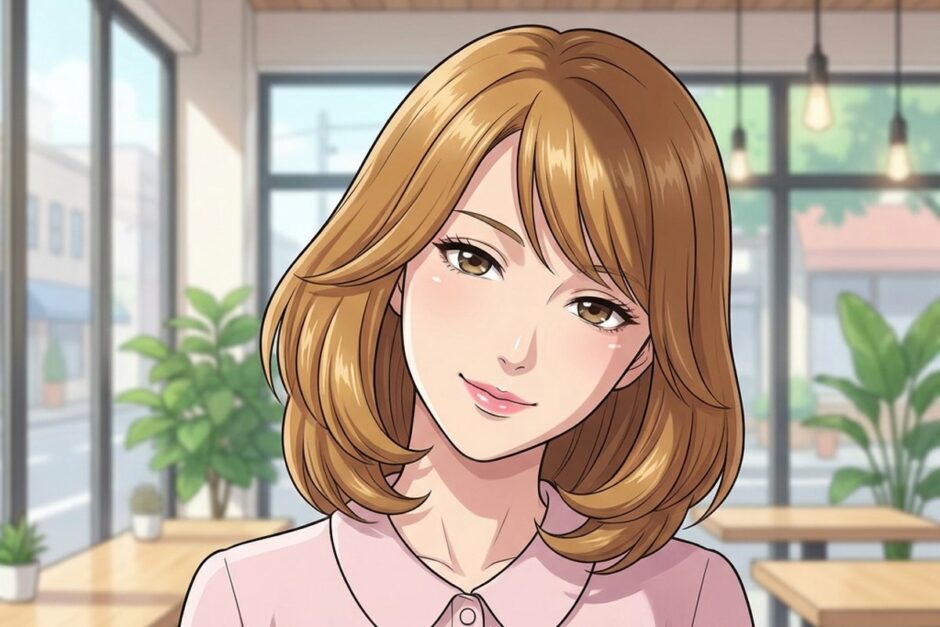 カフェで意味ありげに笑う親友（漫画の1コマ）